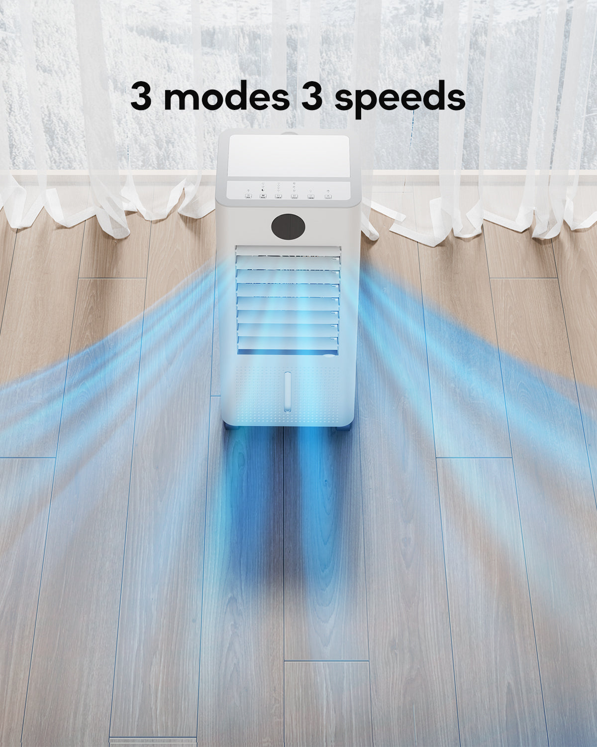 Portable Air Conditioner, Evaporative Air Cooler Windowless with Remote, 3 Speeds, 12H Timer, Oscillating Swamp Cooler for Bedroom, Living Room, Ivory