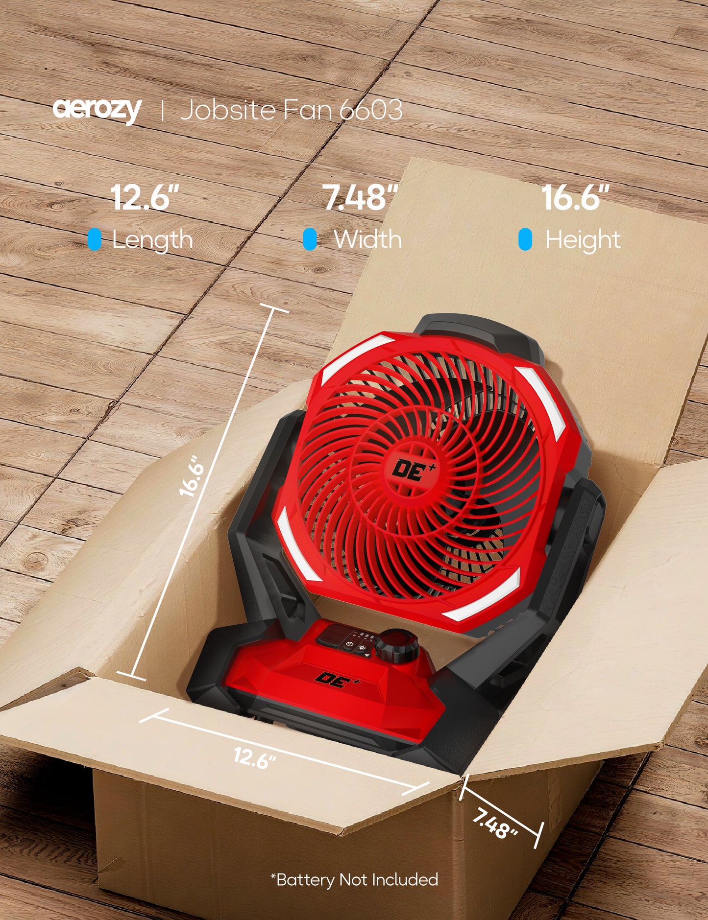 Battery Operated Fan, for Milwaukee M18 18V Battery, Cordless Jobsite Fan for Camping, with LED Lights, Hook for Hanging, Variable Speed, for Workshops, USB Port(Bare Tool Only)