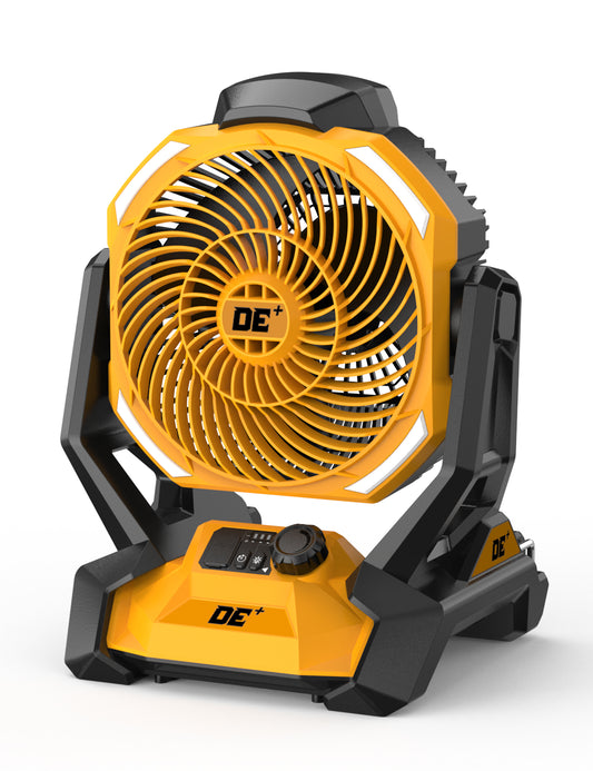 Battery Operated Fan, for DeWalt 20V Max Battery, Cordless Jobsite Fan for Camping, with LED Lights, Hook for Hanging, Variable Speed, for Workshops, USB Port(Bare Tool Only)