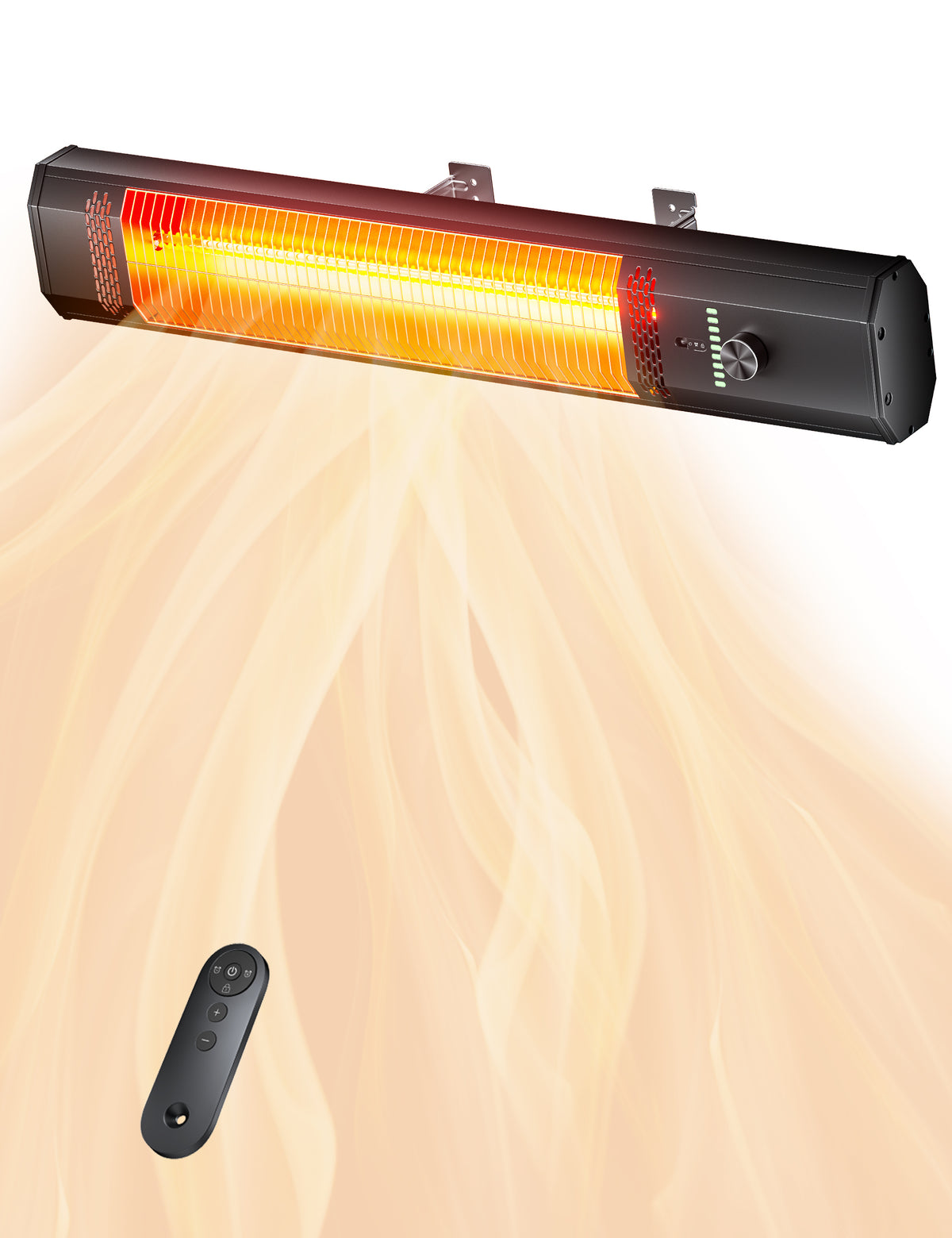 Patio Heater for Outdoor Use, 33.4" Electric Overhead Heaters, 1500W, Wall Mount Infrared Heater, 9 Levels Heating with Remote, 9H Timers, IPX5 Waterproof, Garage, Restaurant Backyard, Black