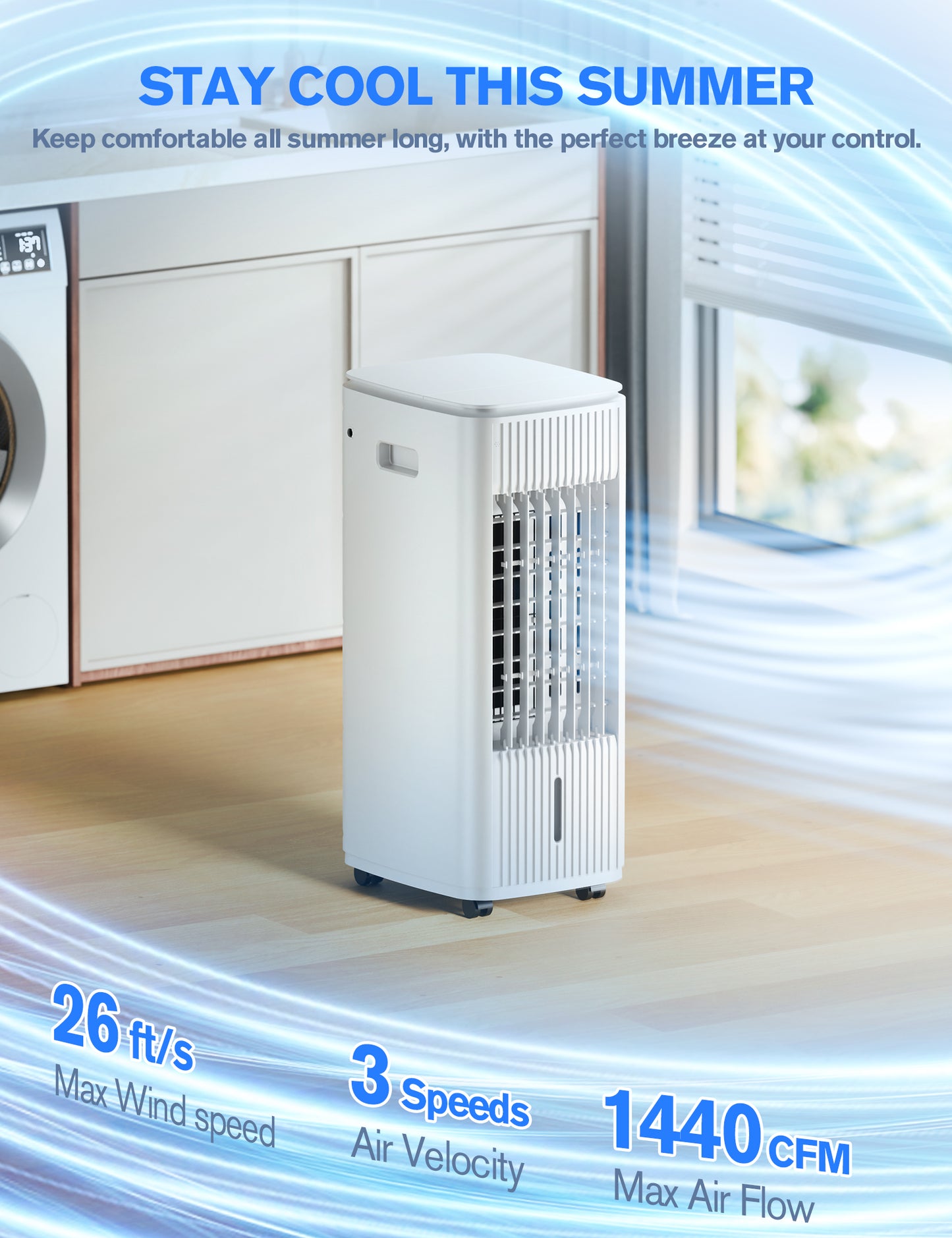 Windowless Portable Air Conditioner, 3-In-1 Evaporative Air Cooler for Room No Window Needed, 4 Ice Packs, 7H Timer, 70° Oscillation Swamp Cooler Fan, Ventless Portable Ac Unit for Office White L36Y
