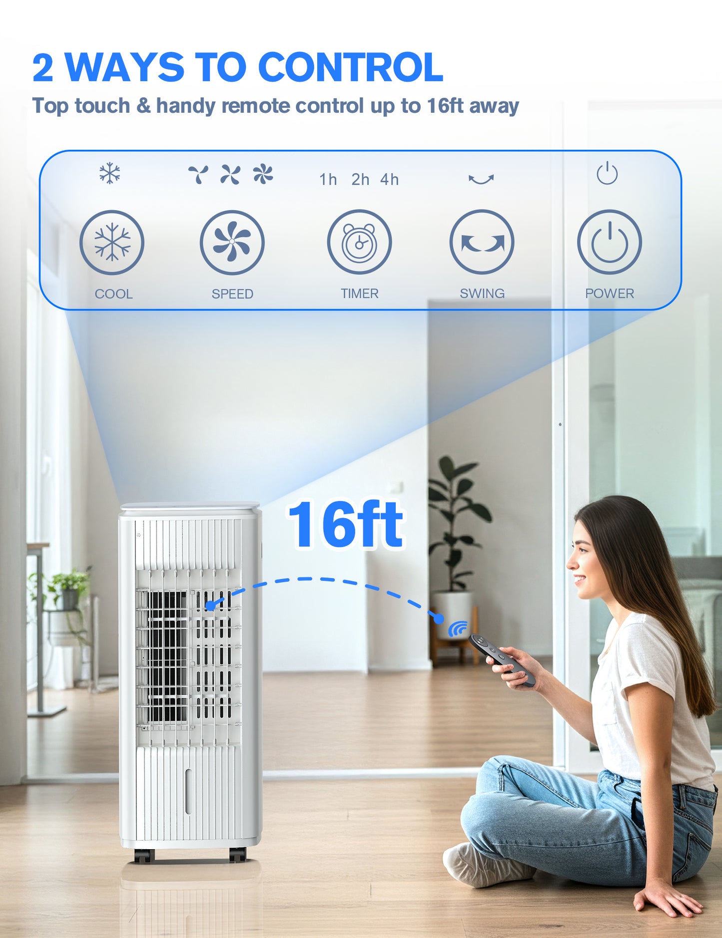 Windowless Portable Air Conditioner, 3-In-1 Evaporative Air Cooler for Room No Window Needed, 4 Ice Packs, 7H Timer, 70° Oscillation Swamp Cooler Fan, Ventless Portable Ac Unit for Office White L36Y