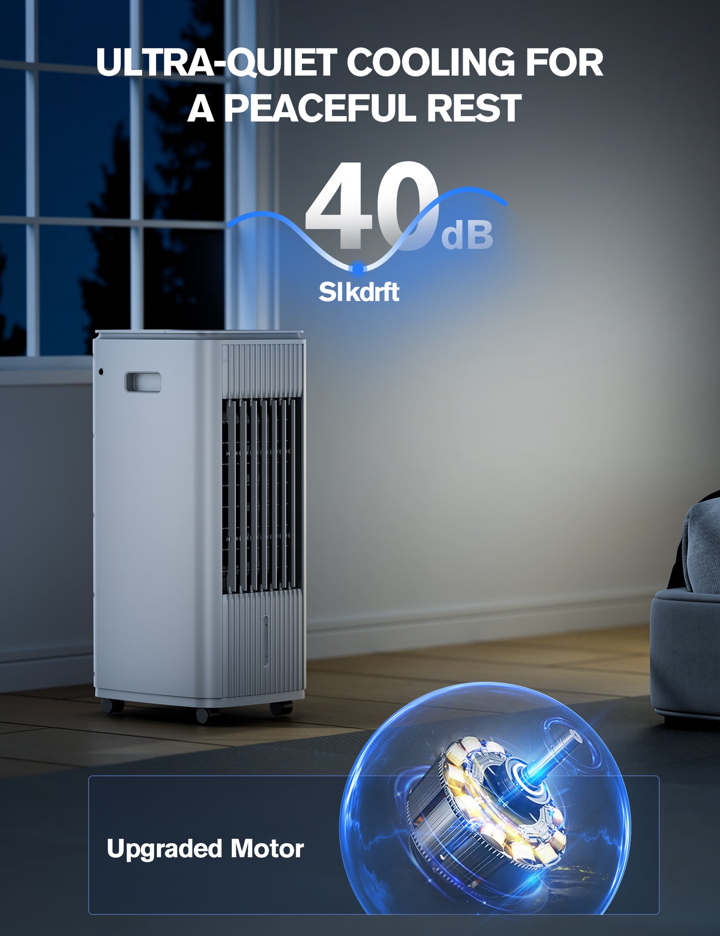 Windowless Portable Air Conditioner, 3-In-1 Evaporative Air Cooler for Room No Window Needed, 4 Ice Packs, 7H Timer, 70° Oscillation Swamp Cooler Fan, Ventless Portable Ac Unit for Office White L36Y
