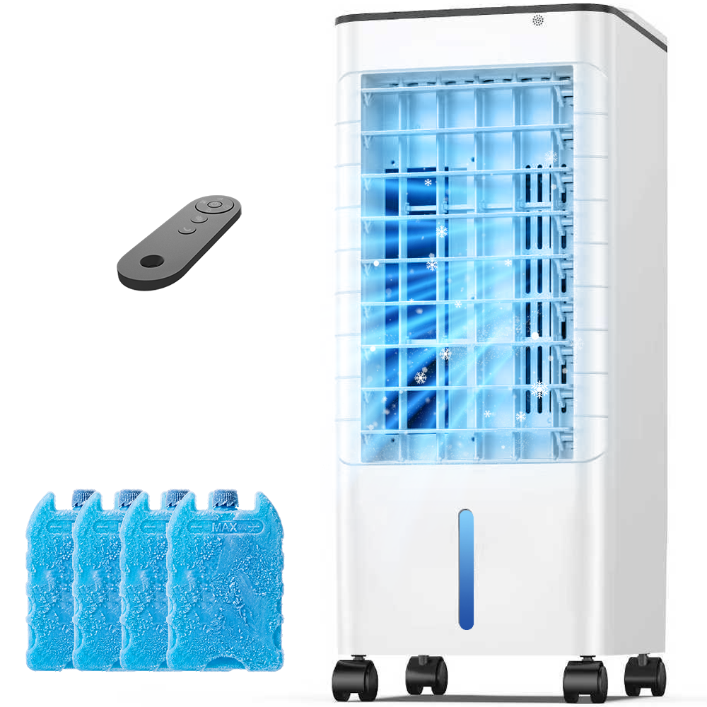 Windowless Portable Air Conditoners, Portable AC w/Remote, 1.16Gal Water Tank & 4 Ice Packs, 45° Oscillation, 12H Timer, 3 Modes & 3 Speeds, Fast Cooling Ventless Swamp Cooler For HomeOffice,SnowWhite