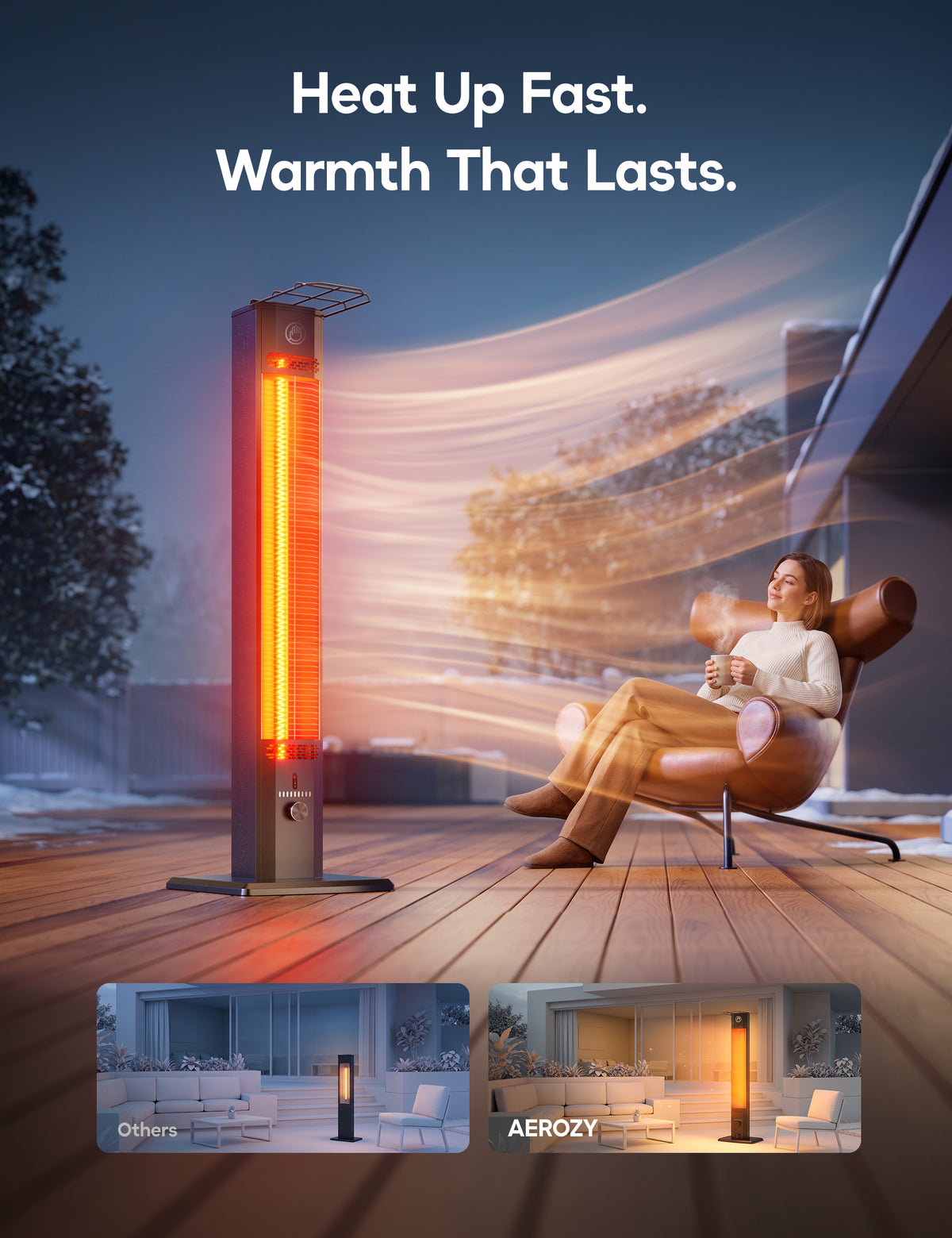 Patio Heater for Outdoor Use, 42.92" Infrared Electric Outdoor Heater, 1500W Instant Heating, Portable Space Heater, 9 Heat Levels, 9H Timer, Remote, for Garage, Backyard, Large Room, Indoor, Black
