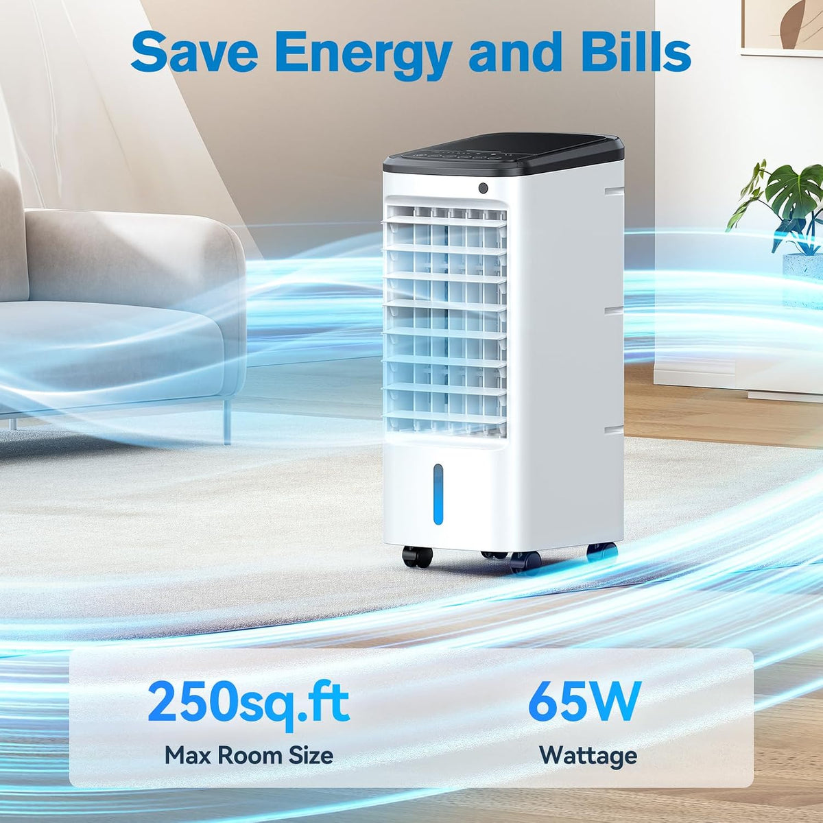 Windowless Portable Air Conditioner, 22.1" Evaporative Air Cooler with Remote, 120° Oscillation Swamp Cooler for Room No Window, 3 Speed, 4 Modes, Timer, 6 Ice Packs, Quiet AC Unit for Bedroom, White