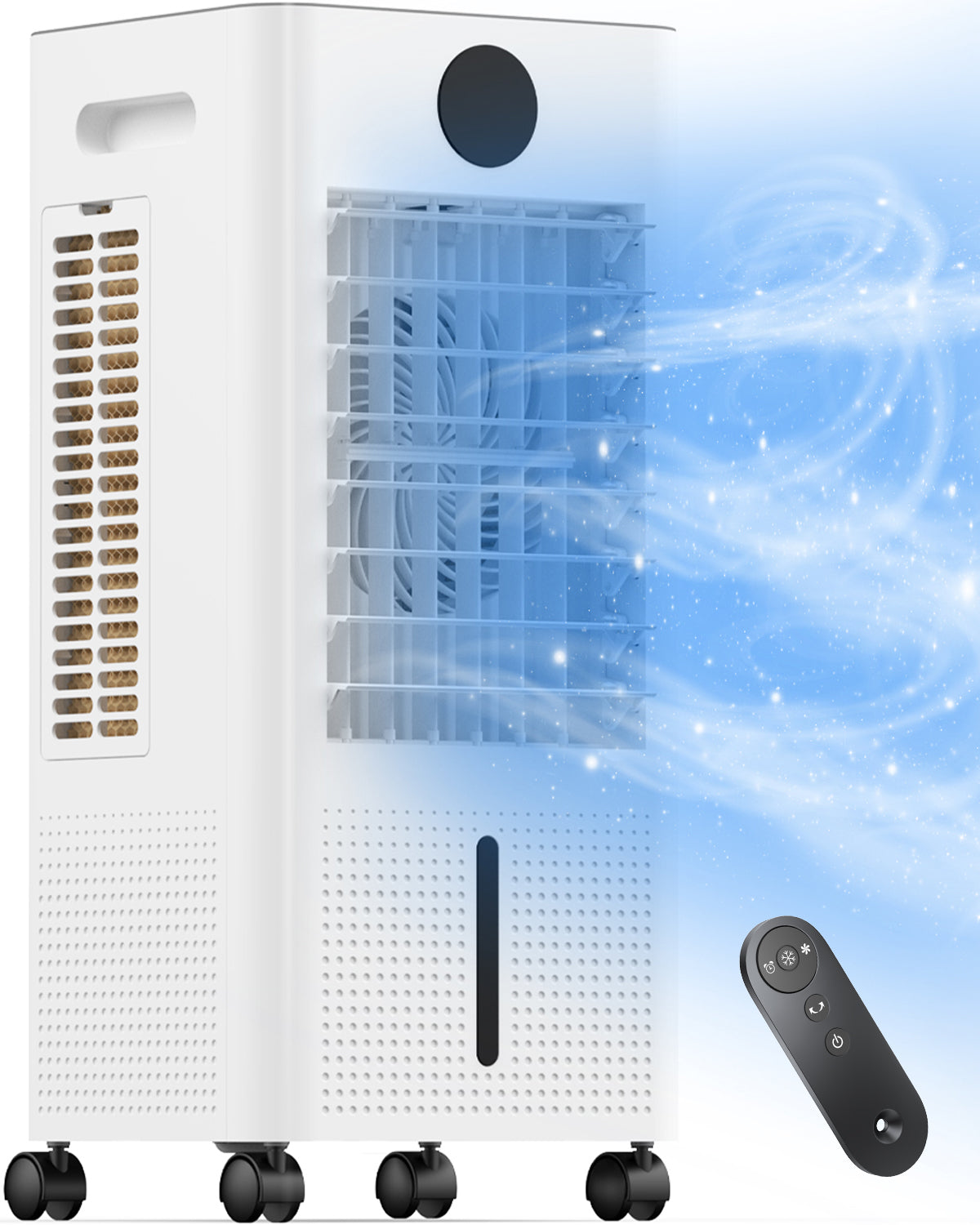 Portable Air Conditioner, Evaporative Air Cooler Windowless with Remote, 3 Speeds, 12H Timer, Oscillating Swamp Cooler for Bedroom, Living Room, Ivory