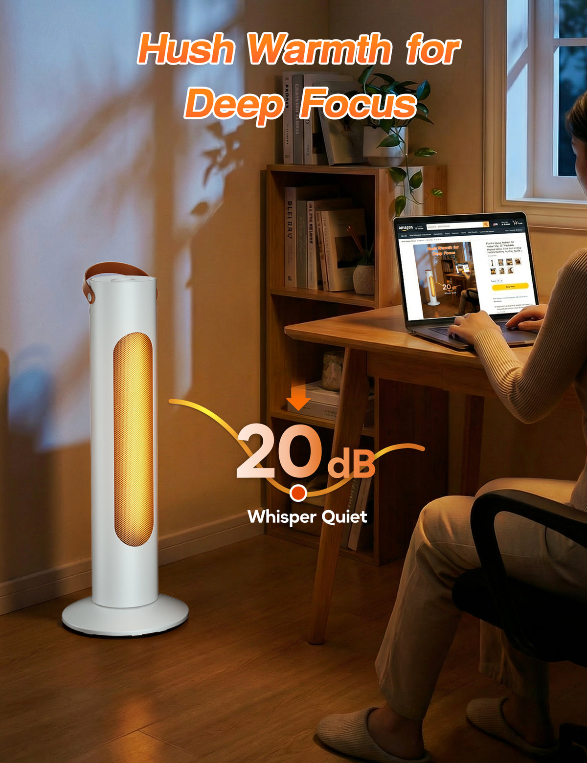 25" Space Heaters for Indoor Use, 1500W, 2 Heating & Fan Mode, Quiet 2-IN-1 Electric Portable Heater for Room, 2S Instant Heating, 70°Oscillation, Quiet, 6 Safety Protections, for Bedroom Office