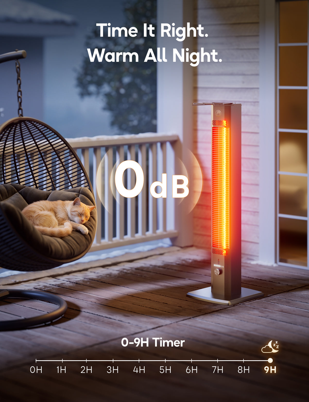 Patio Heater for Outdoor Use, 42.92" Infrared Electric Outdoor Heater, 1500W Instant Heating, Portable Space Heater, 9 Heat Levels, 9H Timer, Remote, for Garage, Backyard, Large Room, Indoor, Black