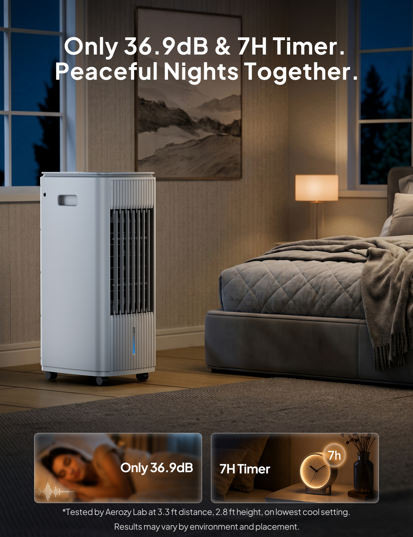Windowless Portable Air Conditioner, 3-In-1 Evaporative Air Cooler for Room No Window Needed, 4 Ice Packs, 7H Timer, 70° Oscillation Swamp Cooler Fan, Ventless Portable Ac Unit for Office White-6