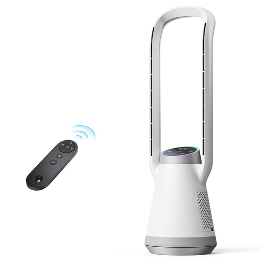 Bladeless Tower Fan for Bedroom, 70° Oscillating & 12H Timer | 20Ft/S Standing Floor Fan For Room With Remote, Fans That Blow Cold Air, 12H Timer, 3 Speeds, 5 Light Modes, For Home Office