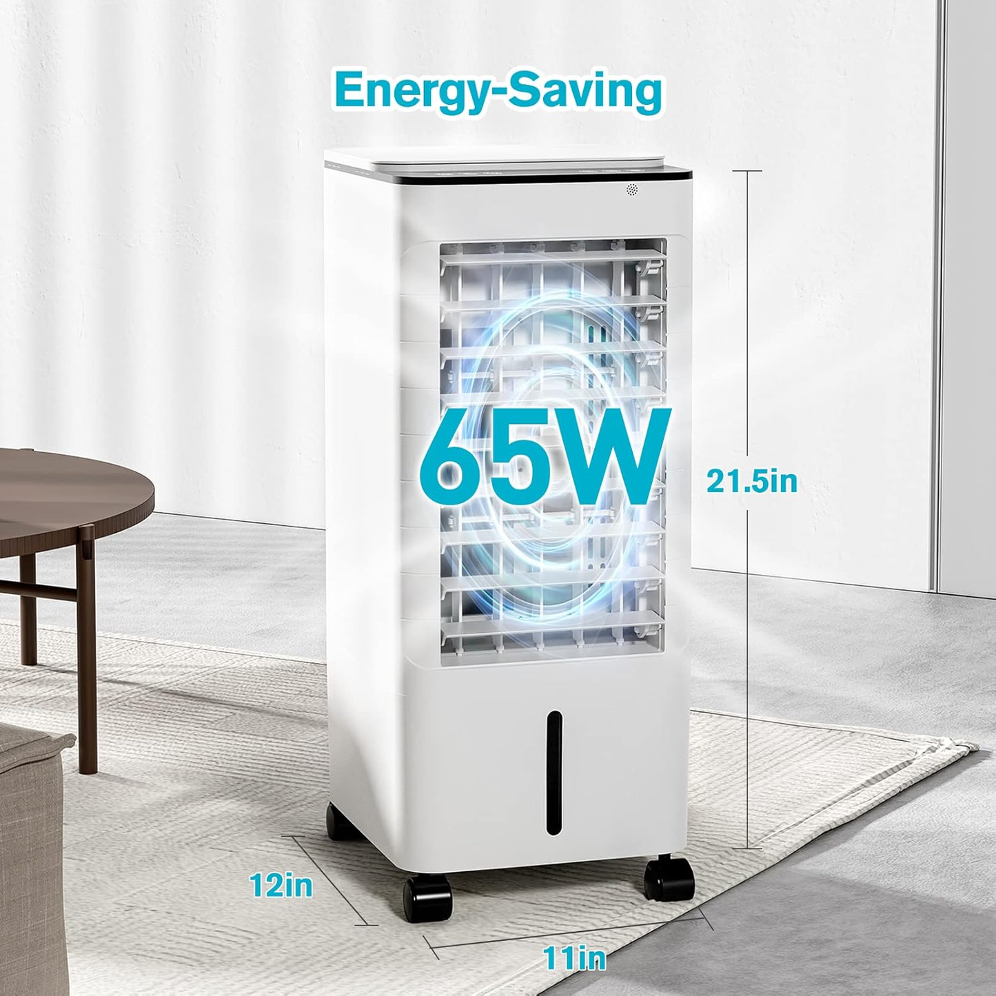 Windowless Portable Air Conditoners, Portable AC w/Remote, 1.16Gal Water Tank & 4 Ice Packs, 45° Oscillation, 12H Timer, 3 Modes & 3 Speeds, Fast Cooling Ventless Swamp Cooler For HomeOffice,SnowWhite