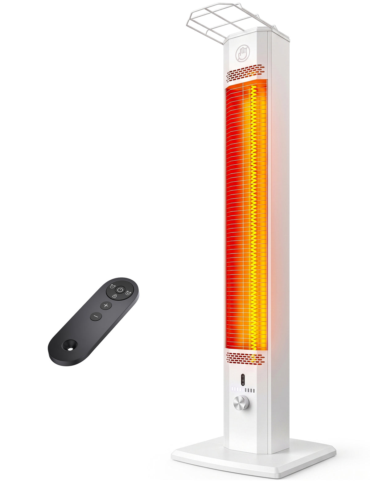 Patio Heater for Outdoor Use, 42.92" Infrared Electric Outdoor Heater, 1500W Instant Heating, Portable Space Heater, 9 Heat Levels, 9H Timer, Remote, for Garage, Backyard, Large Room, Indoor, White