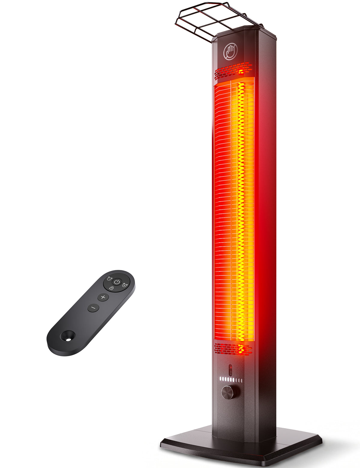 Patio Heater for Outdoor Use, 42.92" Infrared Electric Outdoor Heater, 1500W Instant Heating, Portable Space Heater, 9 Heat Levels, 9H Timer, Remote, for Garage, Backyard, Large Room, Indoor, Black