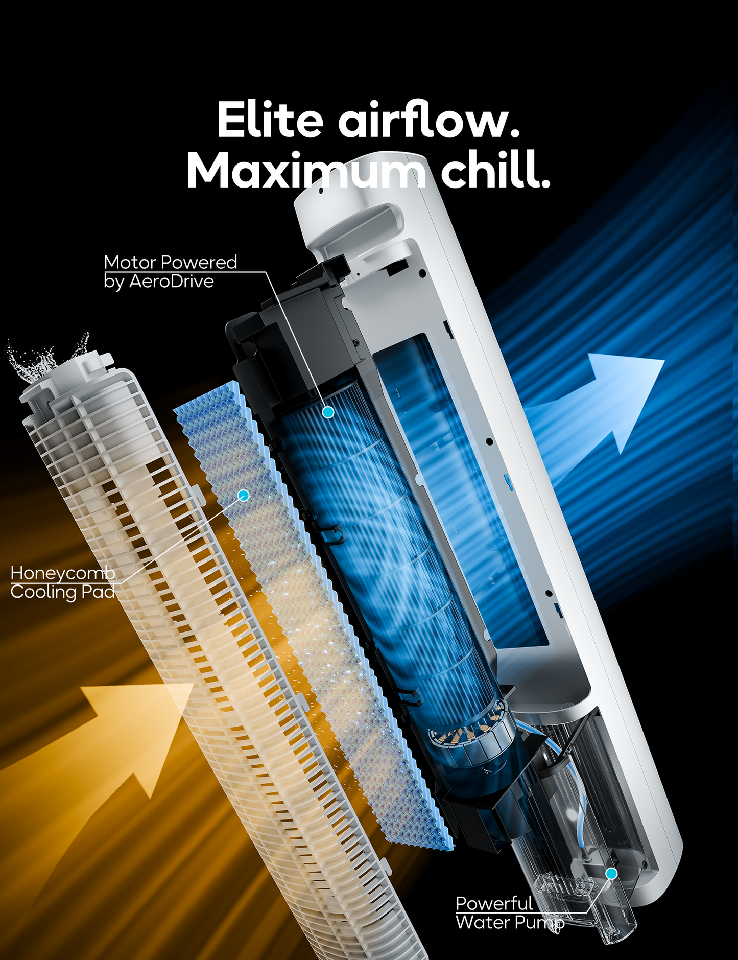 Windowless Portable Air Conditioner, 45.5" Evaporative Cooler with Remote for Room No Window, Digital Display, 12H Timer, Quiet Cooling Fan for Bedroom and Indoor Use