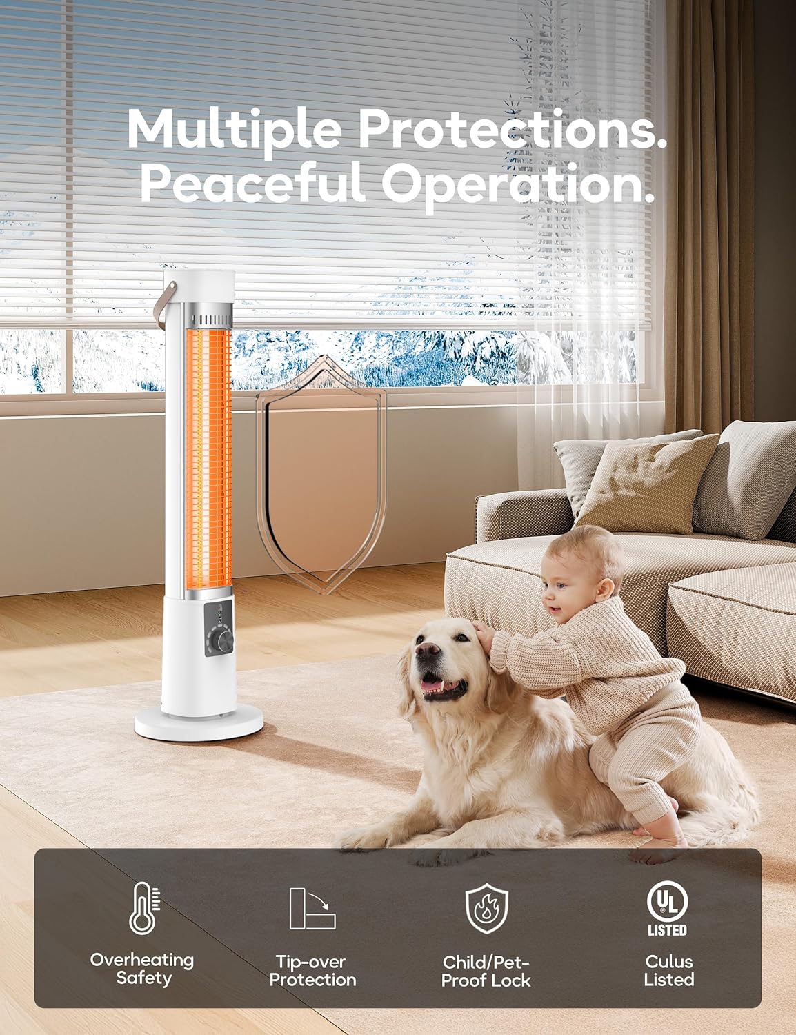 Patio Heater, 9 Heat Setting, 60-Degree Oscillation, 9-Hour Timer, Portable A - 8