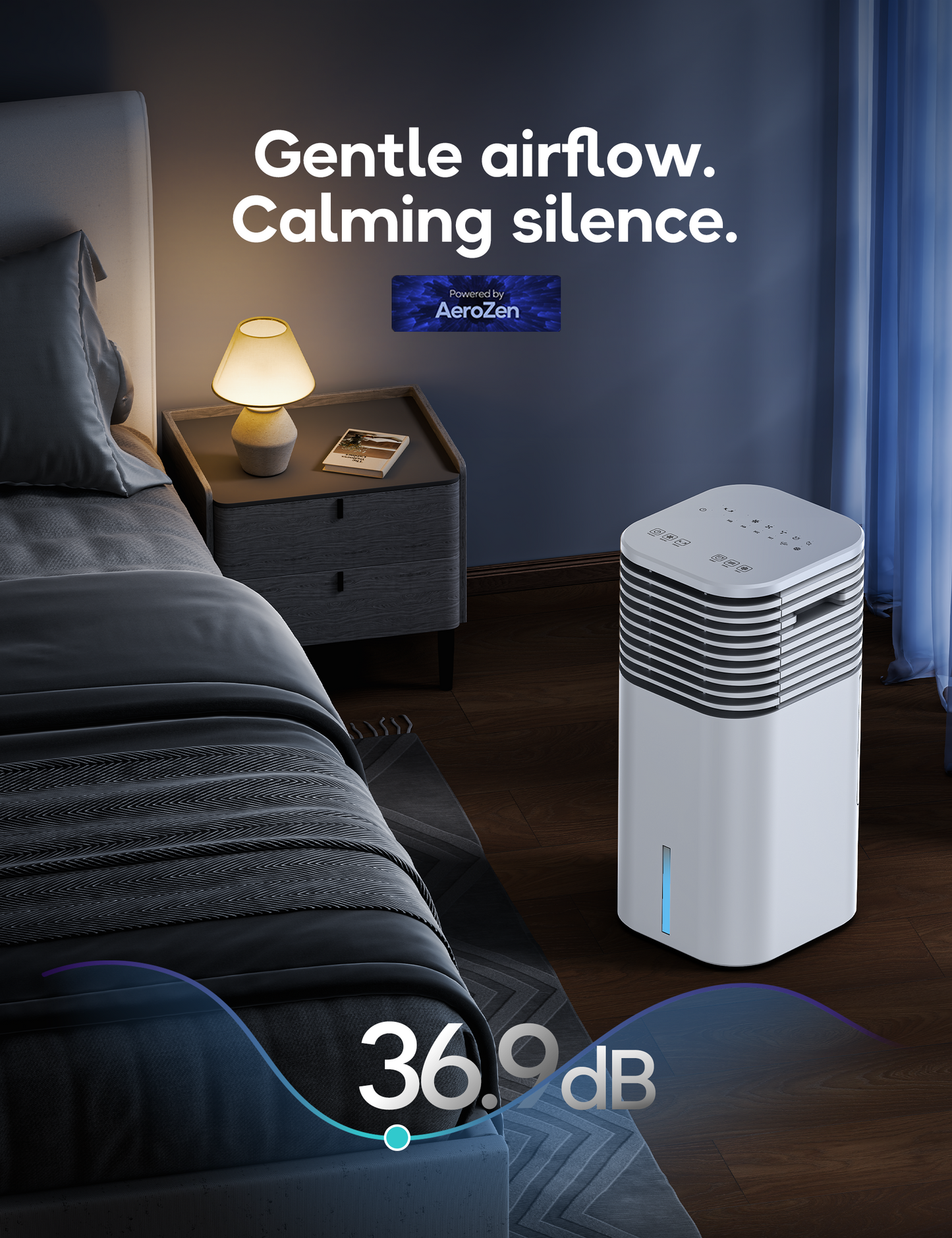Windowless Portable Air Conditioner, 24.6" Small Evaporative Air Cooler for Room No Window, 3-Speed Settings, 4 Modes, 7H Timer, Remote Control, 4 Ice Packs, Quiet AC Unit for Bedroom