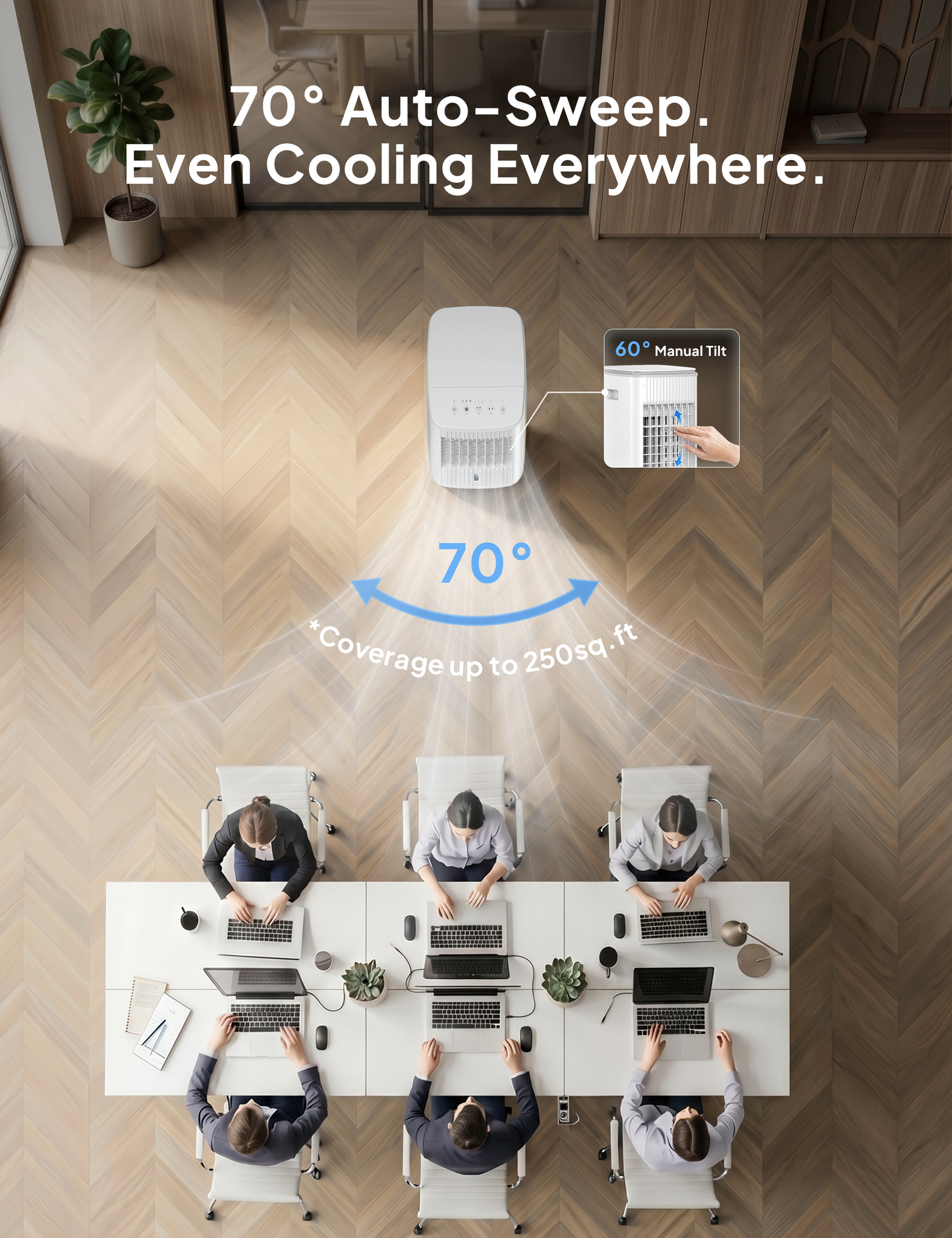 Windowless Portable Air Conditioner, 3-In-1 Evaporative Air Cooler for Room No Window Needed, 4 Ice Packs, 7H Timer, 70° Oscillation Swamp Cooler Fan, Ventless Portable Ac Unit for Office White-6