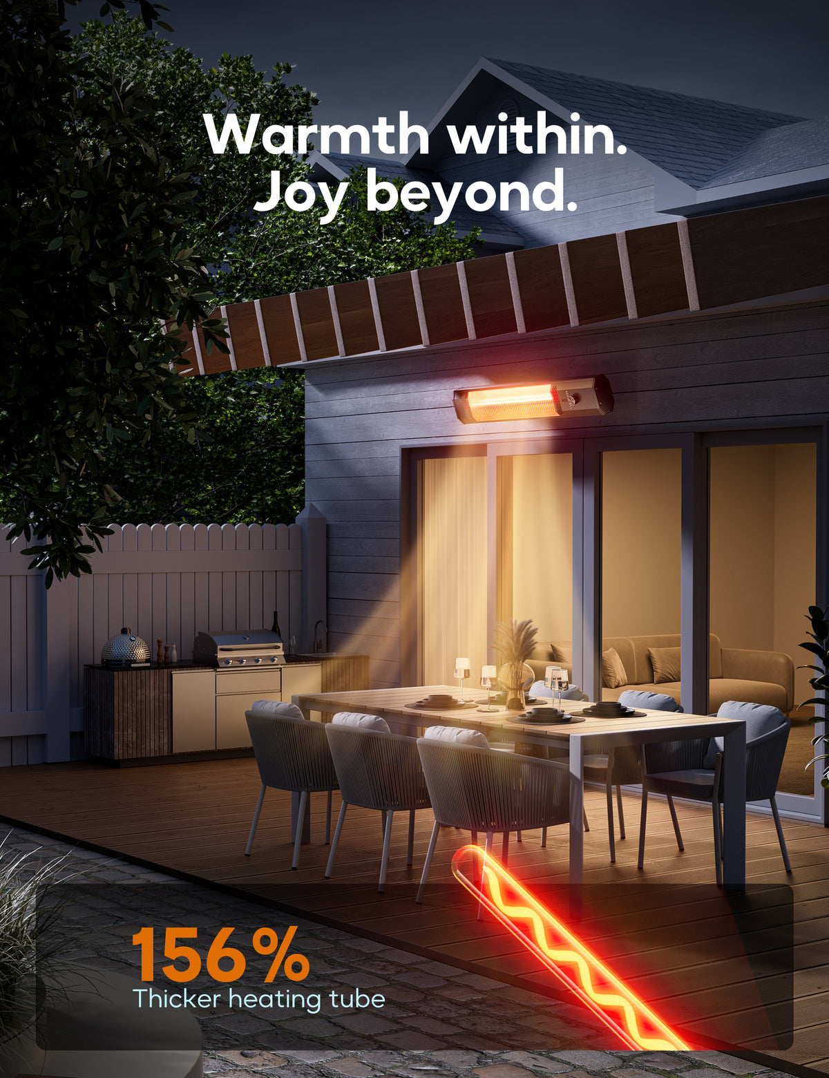 Patio Heater for Outdoor Use, 33.4" Electric Overhead Heaters, 1500W, Wall Mount Infrared Heater, 9 Levels Heating with Remote, 9H Timers, IPX5 Waterproof, Garage, Restaurant Backyard, Black