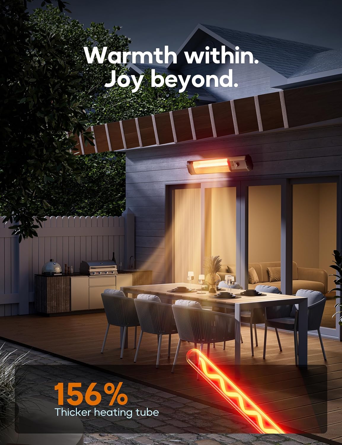 Patio Heater for Outdoor Use, 34.1" Electric Overhead Heaters, 1500W, Wall Mount Infrared Heater, 9 Levels Heating with Remote, 9H Timers, IPX5 Waterproof, Garage, Restaurant Backyard, Black