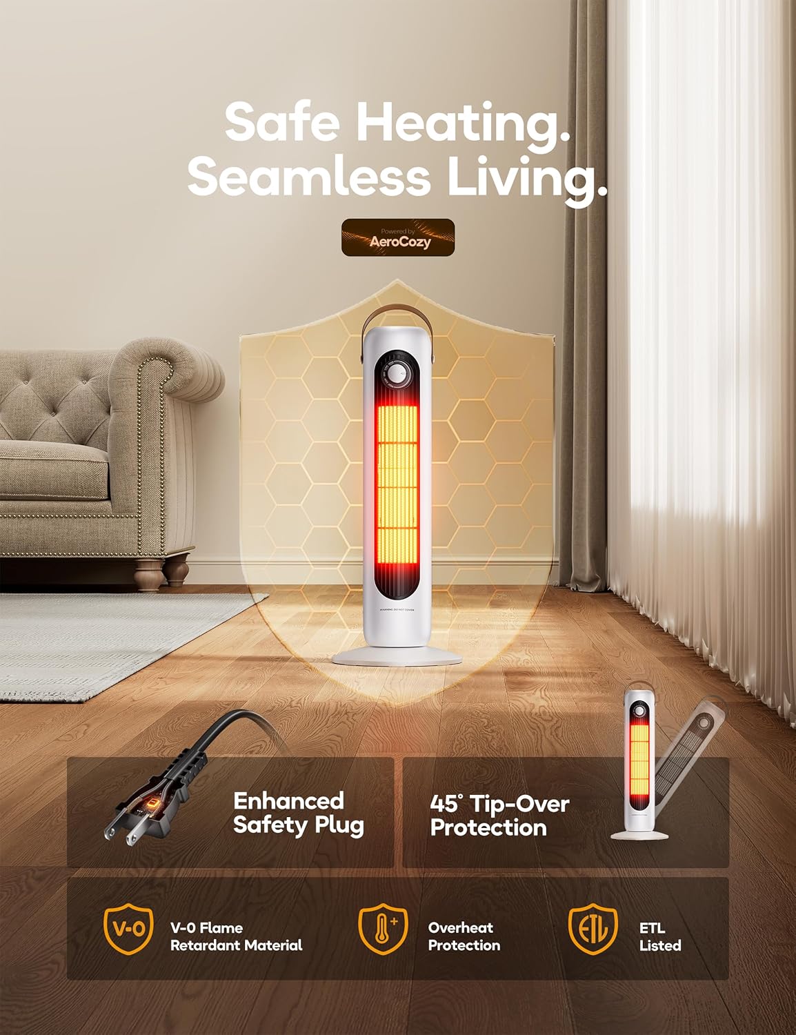 Space Heater, 9 Heat Setting, 9-Hour Timer, Portable A - 7