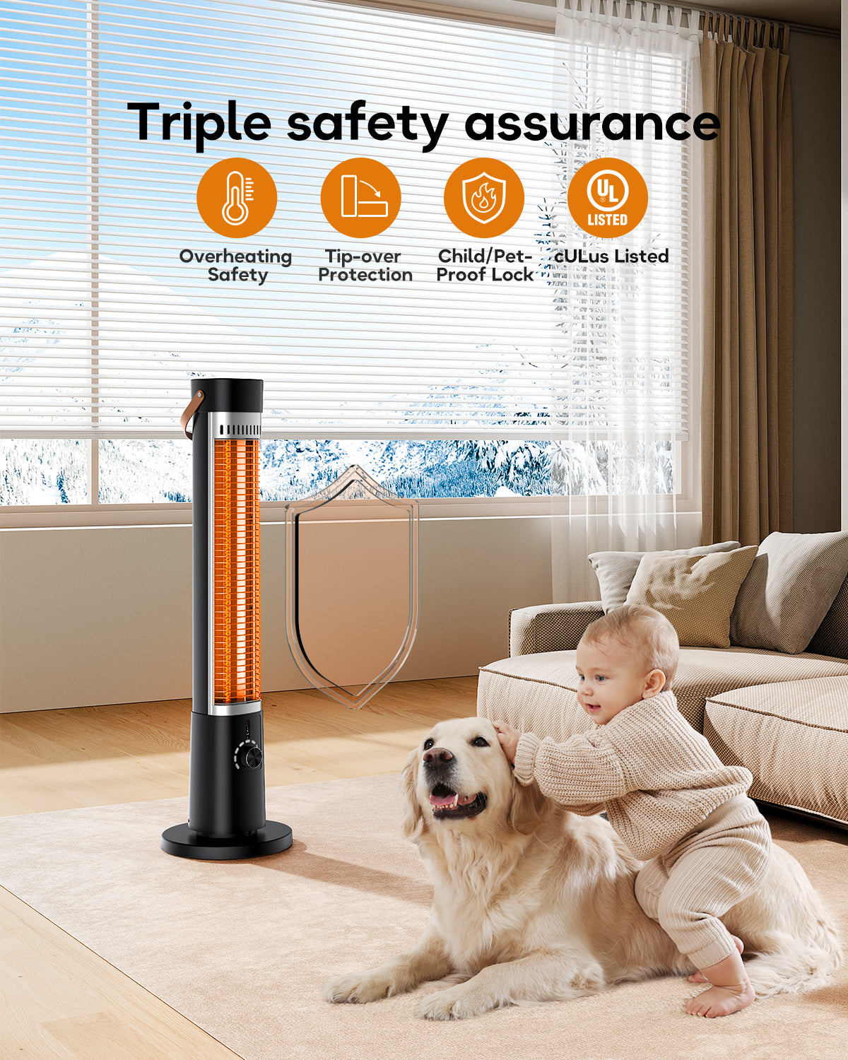 Aerozy Solara SH03 Patio Heater for Outdoor Use, Black