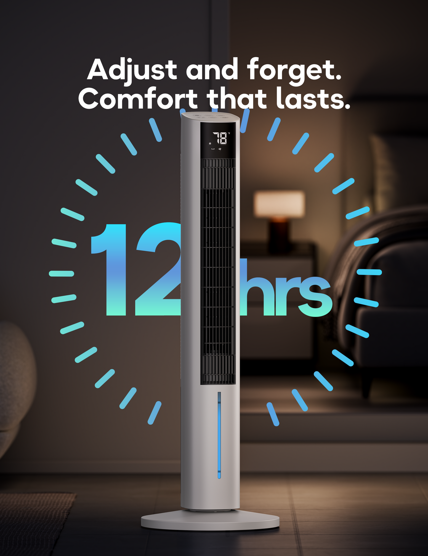 Windowless Portable Air Conditioner, 45.5" Evaporative Cooler with Remote for Room No Window, Digital Display, 12H Timer, Quiet Cooling Fan for Bedroom and Indoor Use