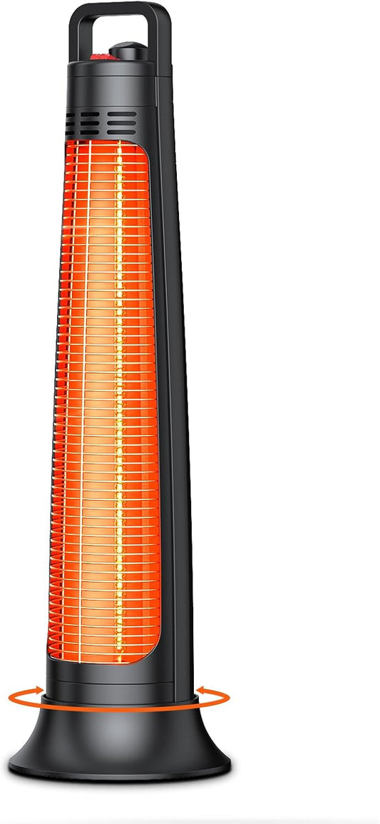 31" Outdoor Patio Heater, Infrared Electric Heater for Garage Backyard Indoor use, Portable Space Radiant Tower Heater with 60° Oscillating, Tip-over & Overheat Protection, Quiet, Waterproof