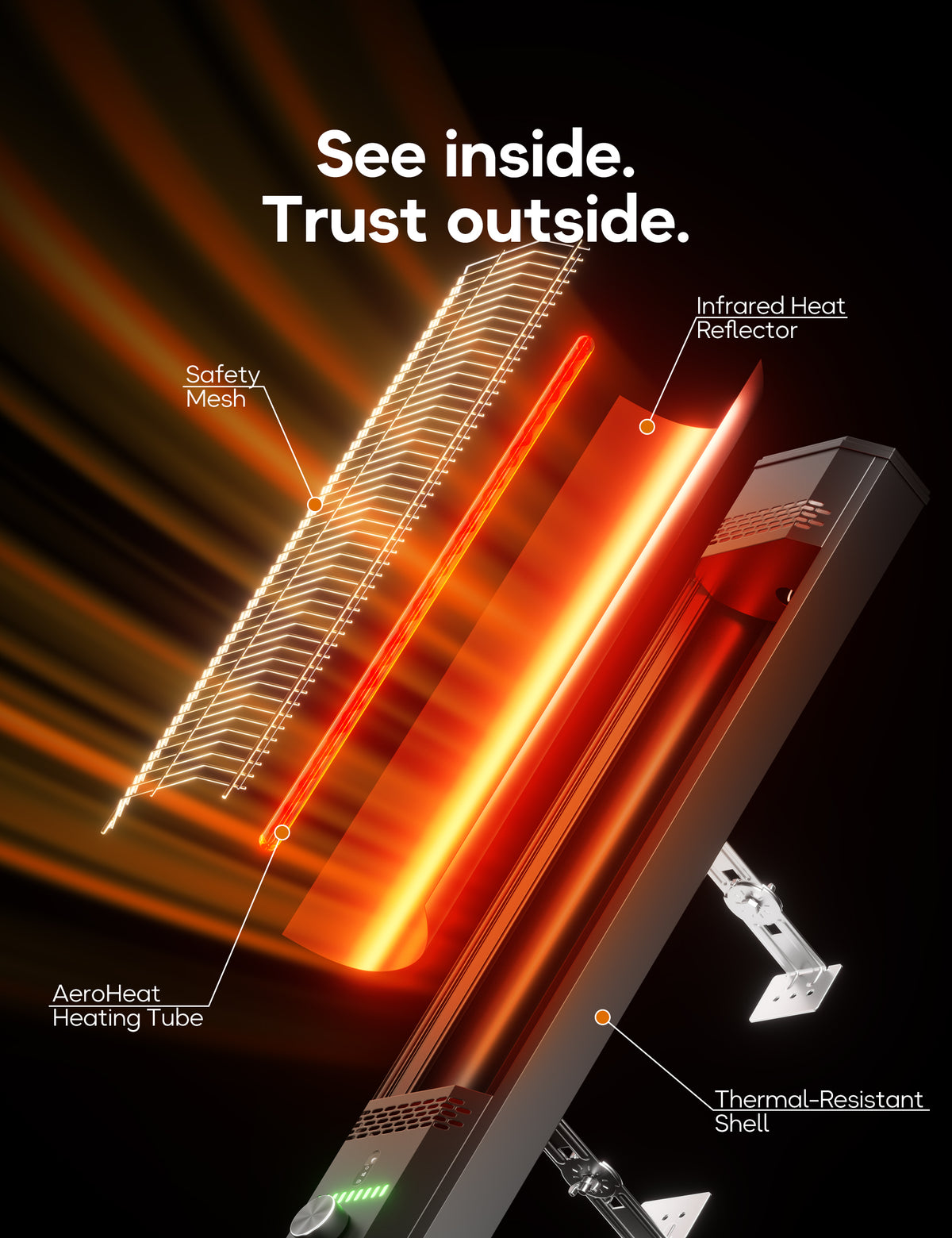 Patio Heater for Outdoor Use, 33.4" Electric Overhead Heaters, 1500W, Wall Mount Infrared Heater, 9 Levels Heating with Remote, 9H Timers, IPX5 Waterproof, Garage, Restaurant Backyard, Black