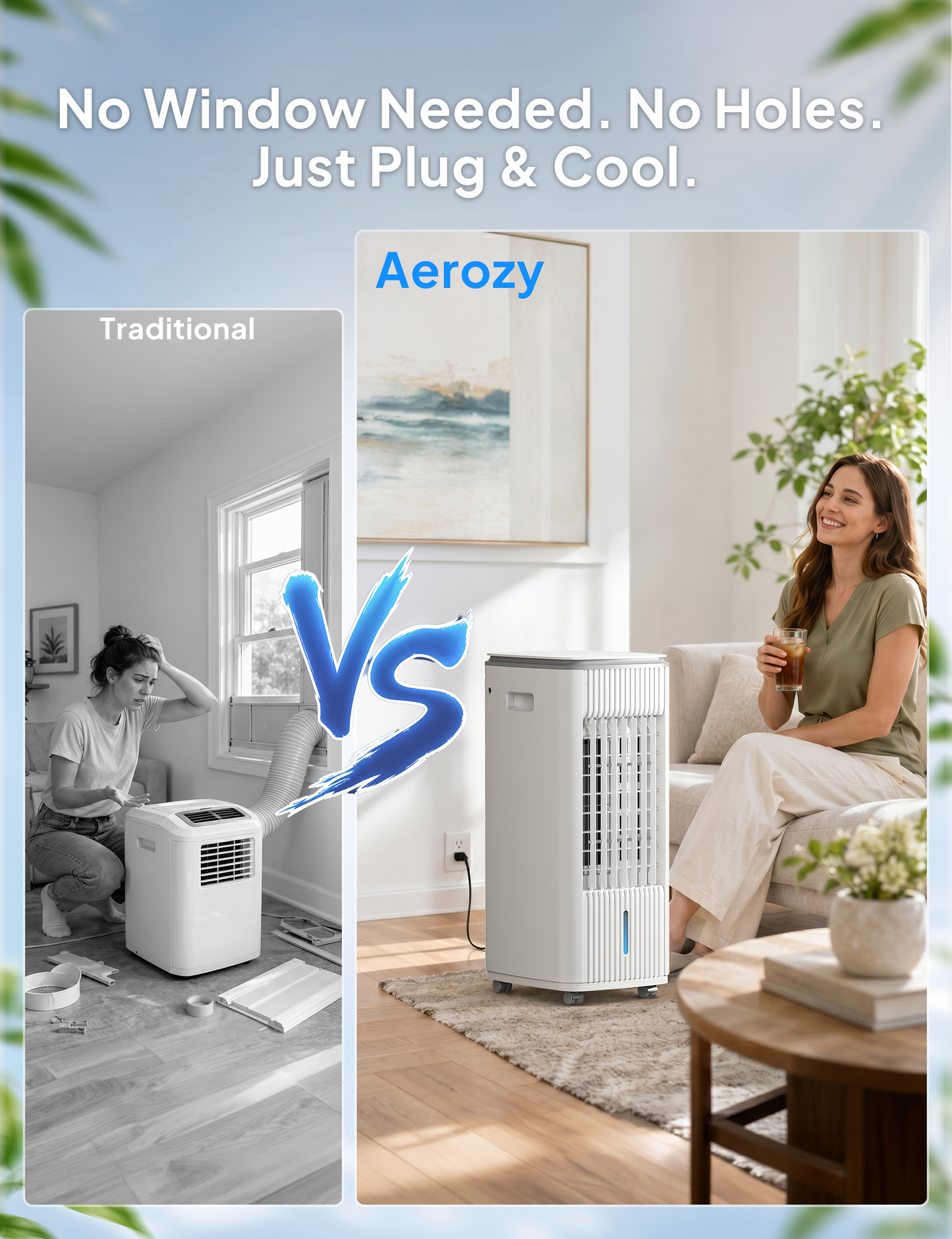 Windowless Portable Air Conditioner, 3-In-1 Evaporative Air Cooler for Room No Window Needed, 4 Ice Packs, 7H Timer, 70° Oscillation Swamp Cooler Fan, Ventless Portable Ac Unit for Office White-6