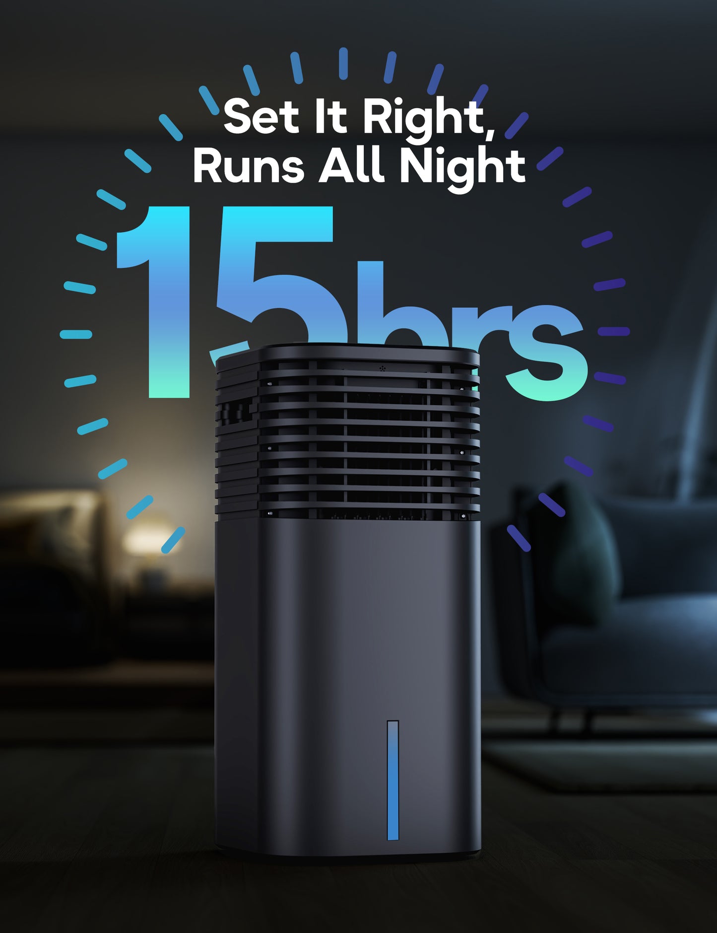Windowless Portable Air Conditioner, 24.5" Small Evaporative Air Cooler for Room No Window, 3-Speed Settings, 4 Modes, 7H Timer, Remote Control, 4 Ice Packs, Quiet AC Unit for Bedroom, Black