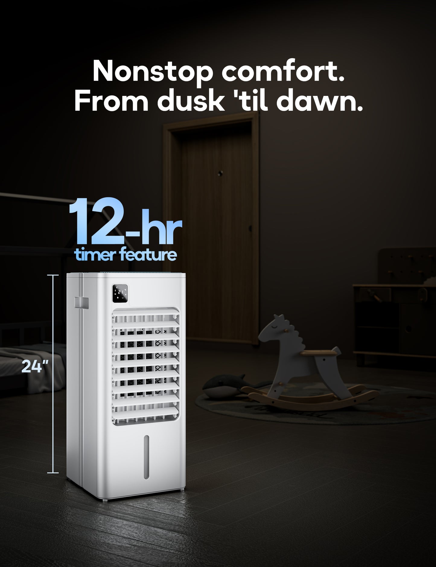 AEROZY Portable Air Conditioner Windowless, Evaporative Cooler with Digital Display, Remote, 3 Speeds, 12H Timer, Oscillating Swamp Cooler for Room no Windows, Bedroom, Living Room