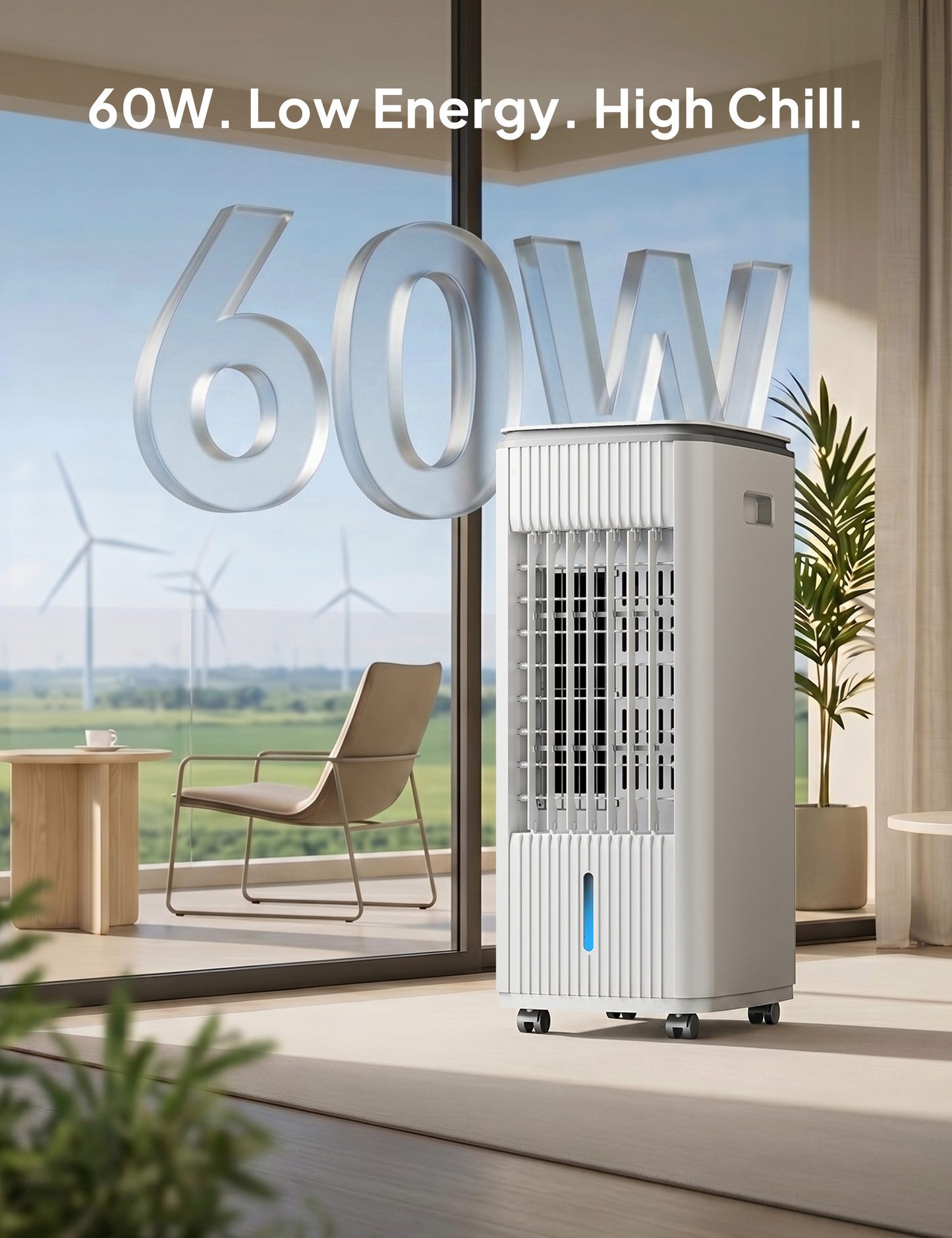 Windowless Portable Air Conditioner, 3-In-1 Evaporative Air Cooler for Room No Window Needed, 4 Ice Packs, 7H Timer, 70° Oscillation Swamp Cooler Fan, Ventless Portable Ac Unit for Office White-6