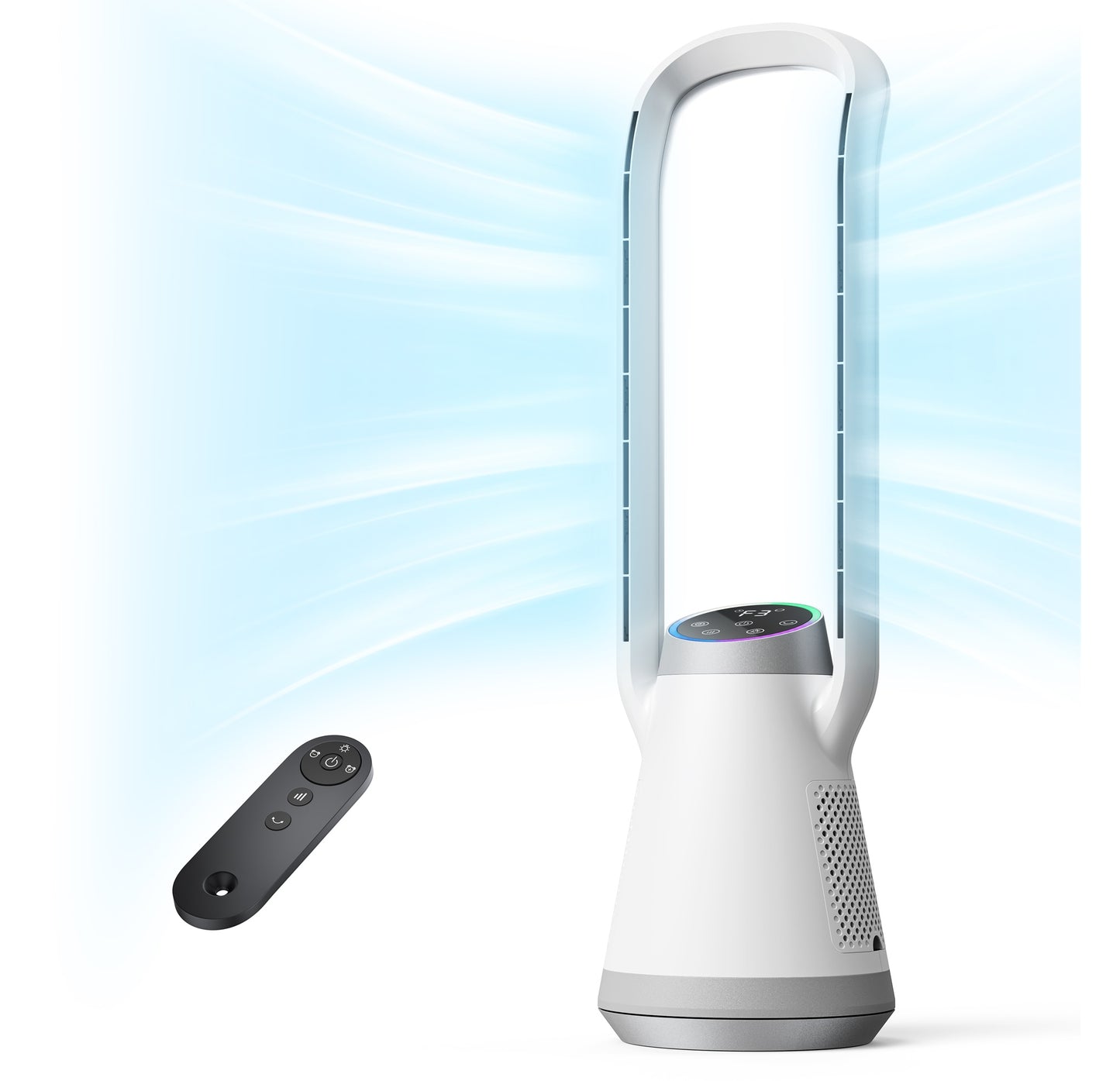 AEROZY Bladeless Tower Fan for Bedroom, 70° Oscillating, Quiet DC Motor
