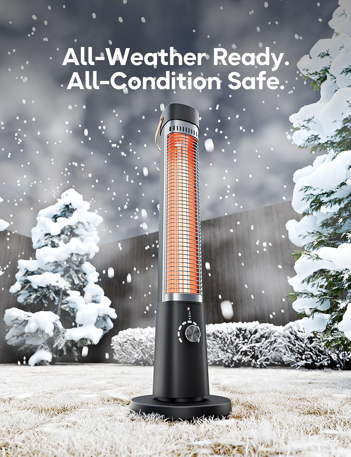 Patio Heater for Outdoor Use, Infrared Electric Outdoor Heater, 1500W Instant Heating, 60-Degree Oscillation, 9 Heat Levels, 9H Timer, Remote, for Garage, Backyard, Large Room, Indoor, 32.2”,Jet