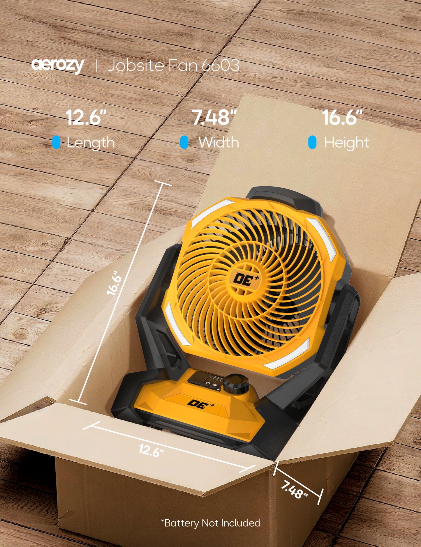 Battery Operated Fan, for DeWalt 20V Max Battery, Cordless Jobsite Fan for Camping, with LED Lights, Hook for Hanging, Variable Speed, for Workshops, USB Port(Bare Tool Only)
