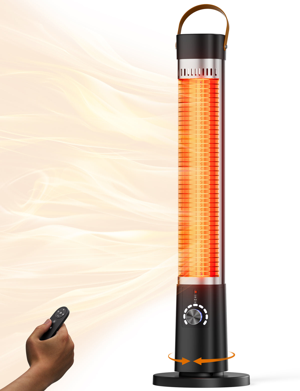 Patio Heater for Outdoor Use, Infrared Electric Outdoor Heater, 1500W Instant Heating, 60-Degree Oscillation, 9 Heat Levels, 9H Timer, Remote, for Garage, Backyard, Large Room, Indoor, 32.4", Black