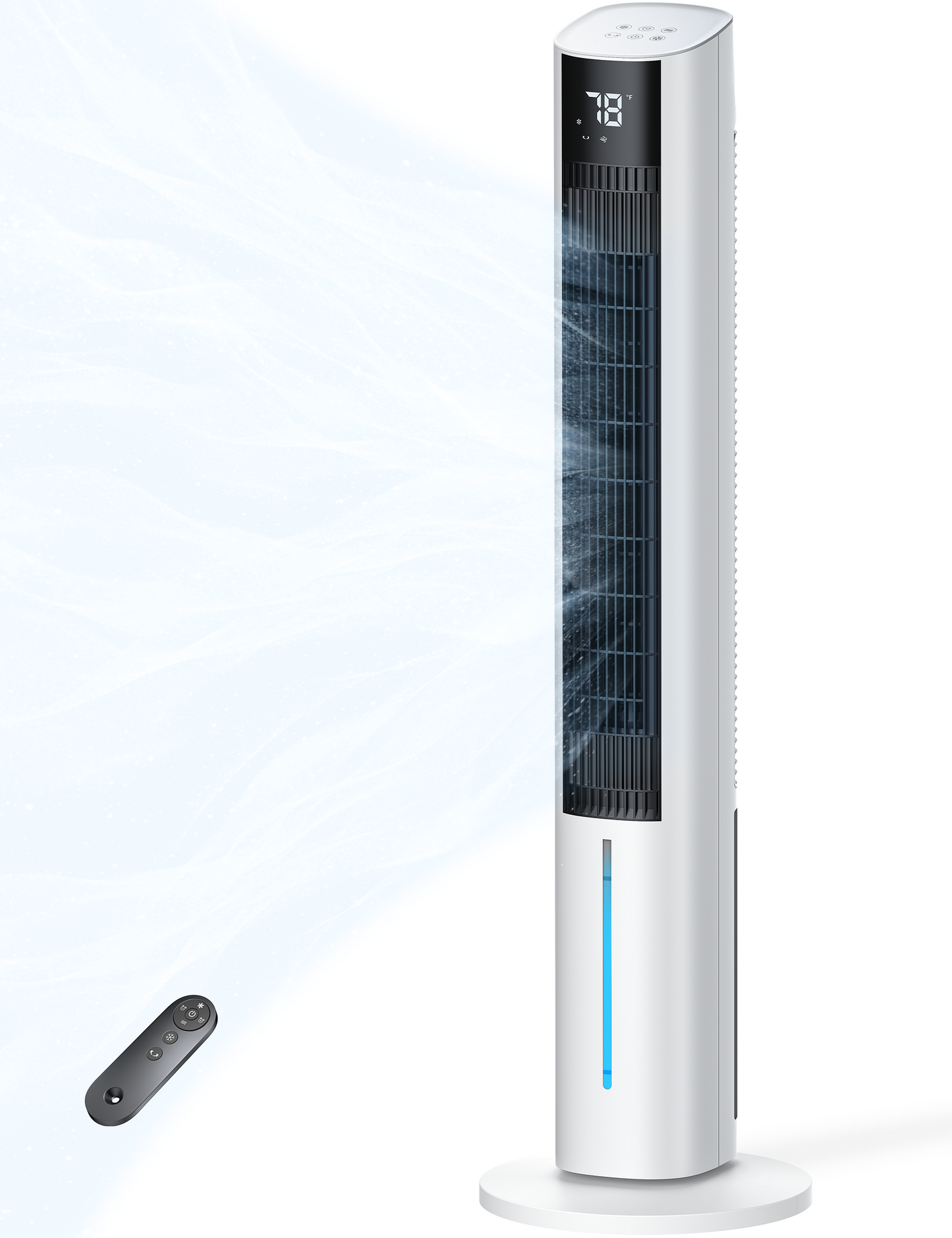 Windowless Portable Air Conditioner, 45.5" Evaporative Cooler with Remote for Room No Window, Digital Display, 12H Timer, Quiet Cooling Fan for Bedroom and Indoor Use